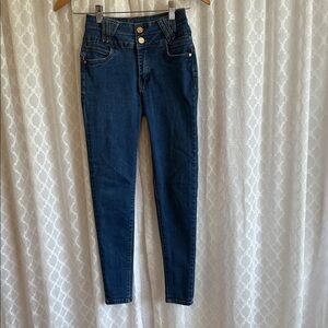 #835 Elegant Dark Blue Skinny Jeans for Women